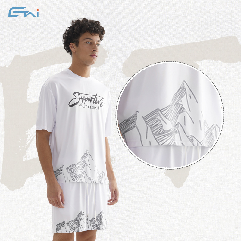 Impresión de moda suelta cool set de alta calidad hombre casual set de moda pantalones cortos de manga corta dos piezas set