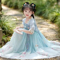 Детский летний тонкий древний костюм девушки в древнем стиле Hanfu, новый костюм Тан, осеннее детское платье.