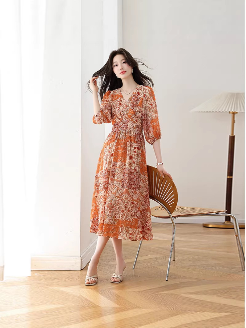 Đầm maxi nữ thắt eo họa tiết hoa nhí xòe lớn dáng suông — màu sắc, xanh lam