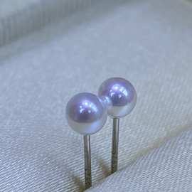 诸暨山下湖天然淡水珍珠5-6正圆无瑕极光空姐素钉媲美海水珠光S银