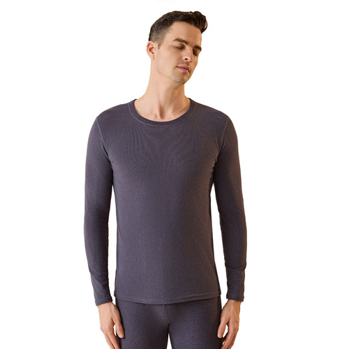 Warmkeeping Set Men's Base Shirt Fleece Lining Innerwear Crew Neck New Arrival Moisturizing High Elastic Comfort Autumn Top and Bottom