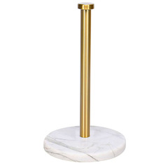 New Nordic marble kitchen tissue holder with brushed gold, dining table standing roll paper holder, fresh film storage rack, cross-border