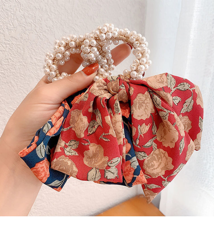 De las mujeres de estilo coreano arco floral cuerda del pelo de la vendimia cinta de perlas banda de pelo Mori headwear lazo del pelo banda de goma de las mujeres