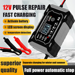 跨境12V6A汽车电瓶充电器，智能脉冲修复摩托车电瓶启停铅酸电池