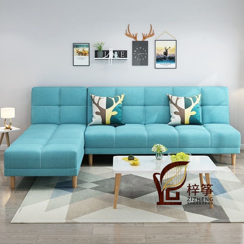 Modern Chaise Longue L-Shaped Small Apartment Rental Sofa Bed Dual-Purpose Long Sofa Ready-Made Double Foldableing Bed
