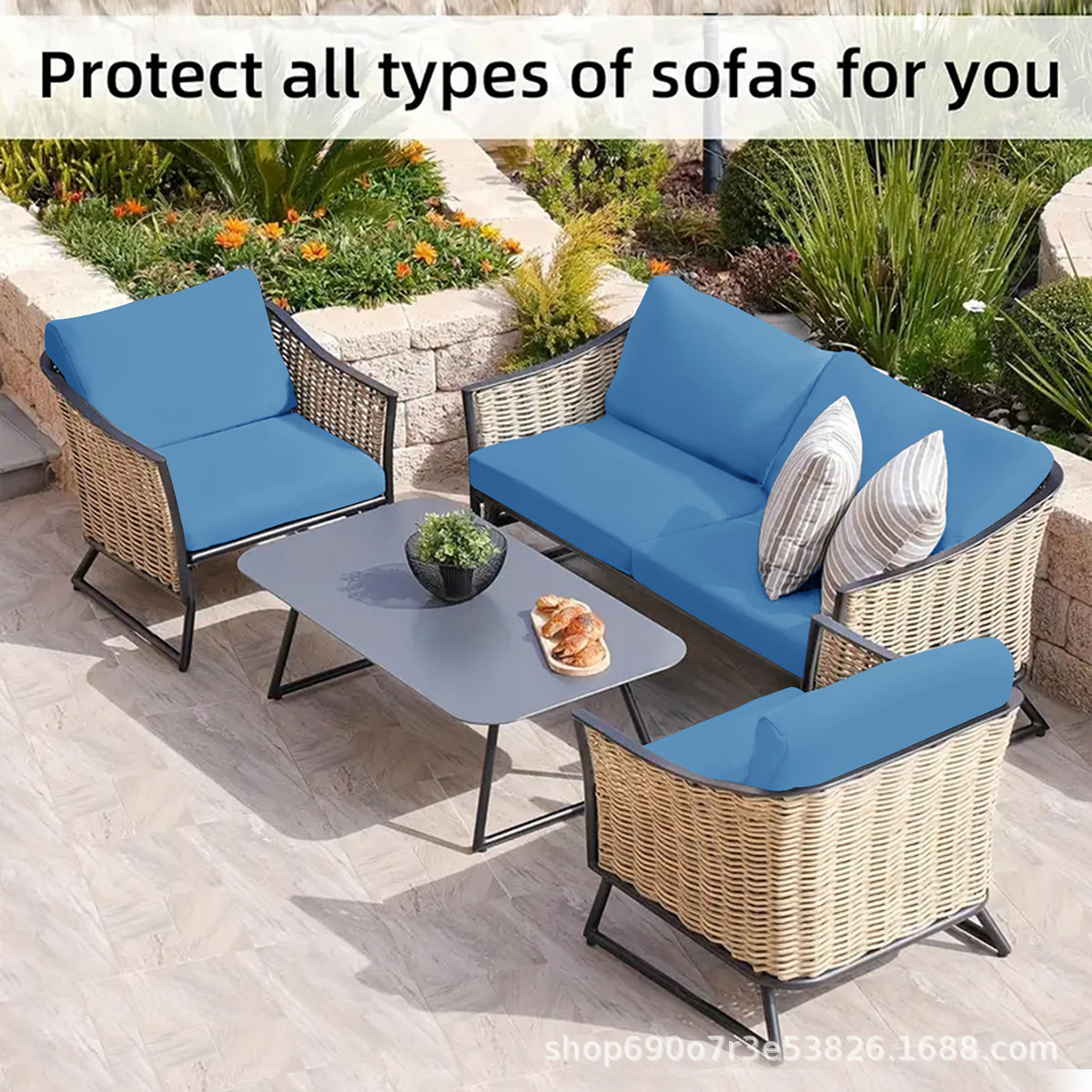 Ventas directas transfronterizas todo incluido elástico de color sólido impermeable seda de leche al aire libre cubierta de cojín de sofá a prueba de polvo cubierta de cojín de sofá a prueba de agarre