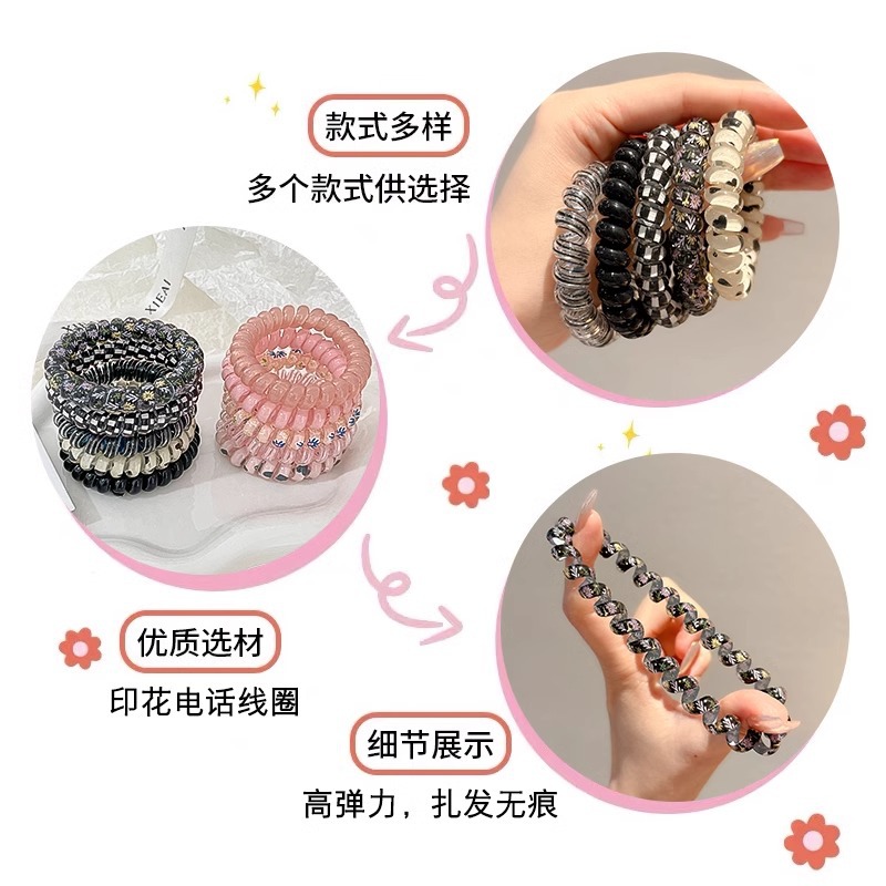 Cabeza de alta belleza cabello de cabello rosa cabello de teléfono anillo de goma banda de goma de alta elasticidad cabello de cabello de cabello