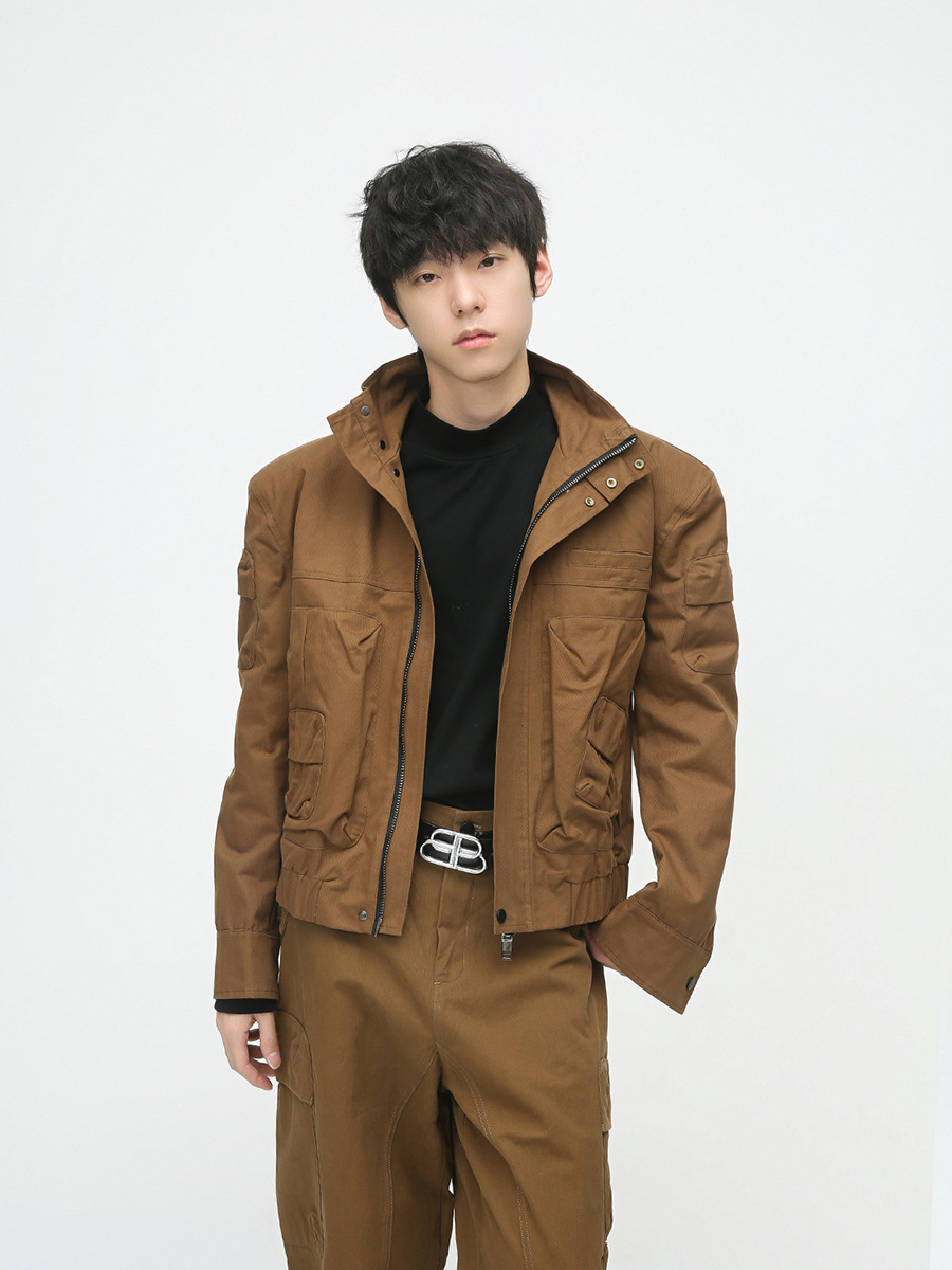 Mtlclothes ropa de Hombre | 2023 otoño retro funcional tridimensional diseño de bolsillo chaqueta pantalones casuales traje