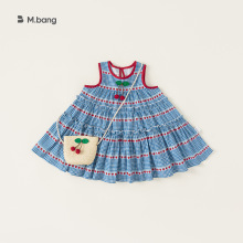 宥宝童装女宝宝夏季连衣裙夏装女童甜美樱桃格纹无袖背心连衣裙