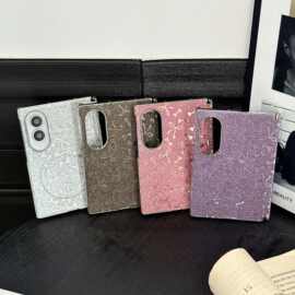 新适用三星GalaxyZFold8折叠闪粉蝴蝶结双中轴磁吸华为MateX7手机