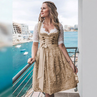 German Traditional Oktoberfest Event Costume Mimi Black Beer Costume Stage Skirt Jacquard Lace Performance Costume