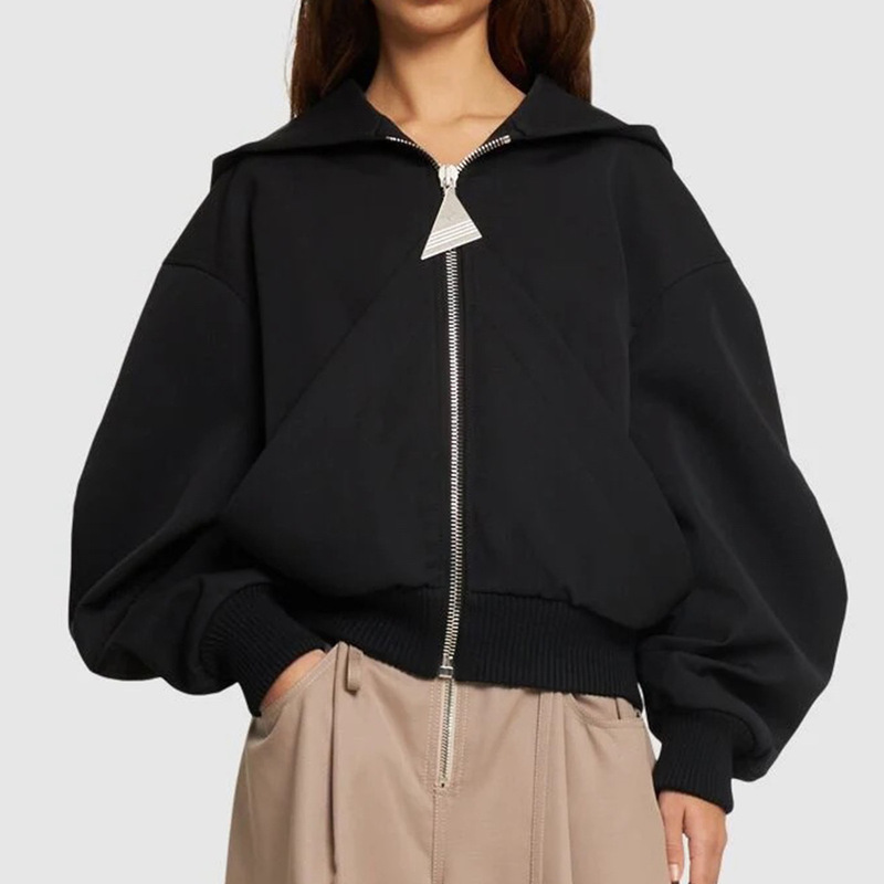 European fashion brand design women's clothing fashionable loose hooded bubble long sleeve jacket jacket