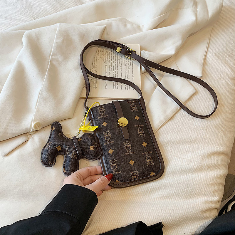 Bolsa de teléfono móvil al por mayor bolsa de mujer nueva bolsa de mensajero de nicho bolsa cuadrada pequeña vertical estilo coreano impreso mini bolsa pequeña Linda