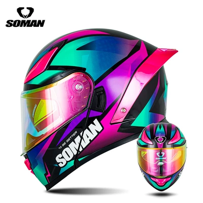 Motosiklet kaskı (dəbilqə) – Women, All-Season Motorcycle Riding Helmets - blue-and-purple-fantasy-view-with-transparent-revo-purple-s