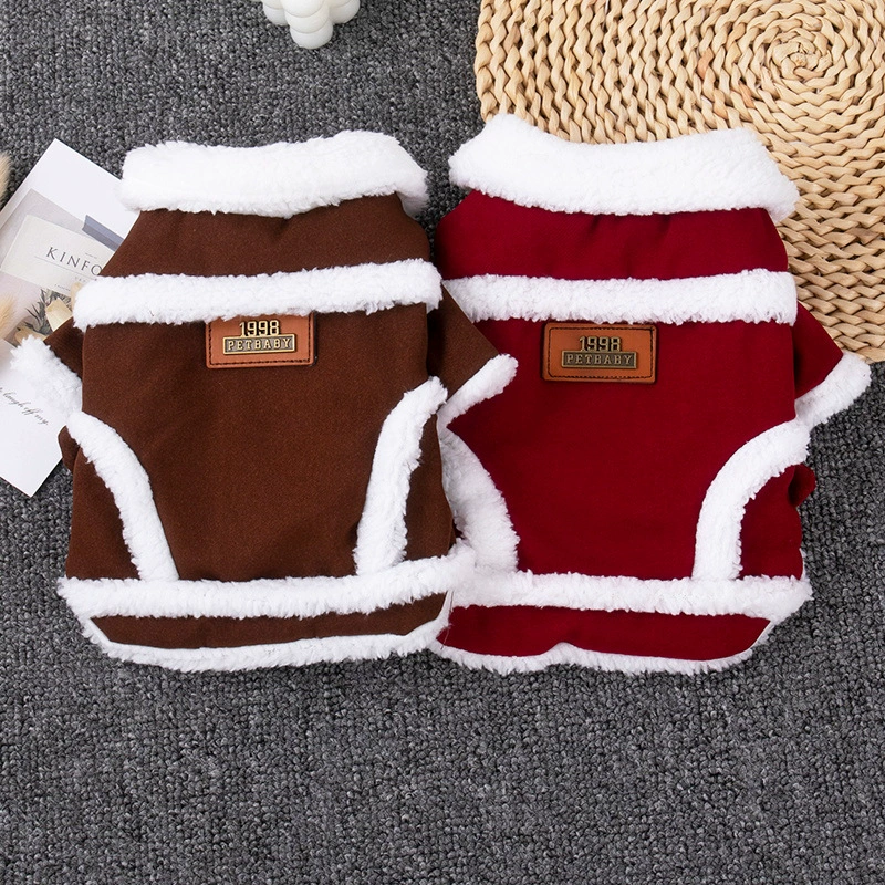Собачья одежда осенью и зимой плюс бархатная утолщение, ретро жилет кошка коки Тедди домашняя одежда оптом