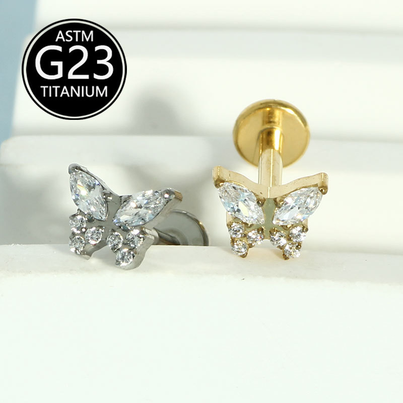 Pointed titanium steel lip stud product view