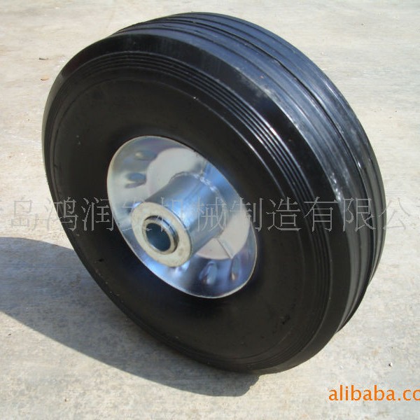 厂家生产300-8管轮手推车轮橡胶轮工地独轮车轮宽辐条胶粉实心轮