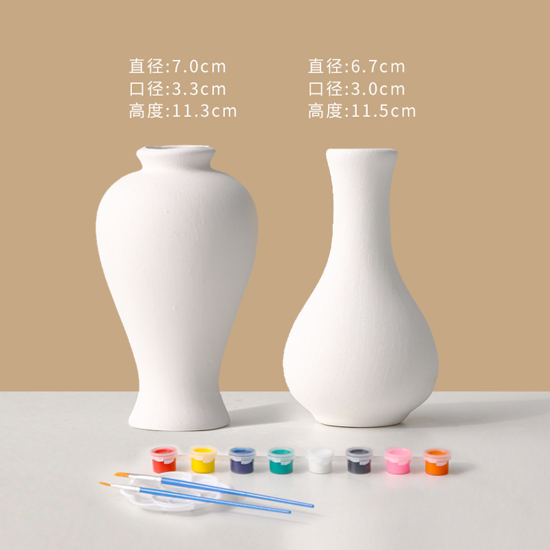 Jarrón de cerámica en blanco simple bricolaje blanco embrión bajo vidriado pintura de color sin yeso pintura de la mano de los niños de cerámica en blanco liso envío gratuito