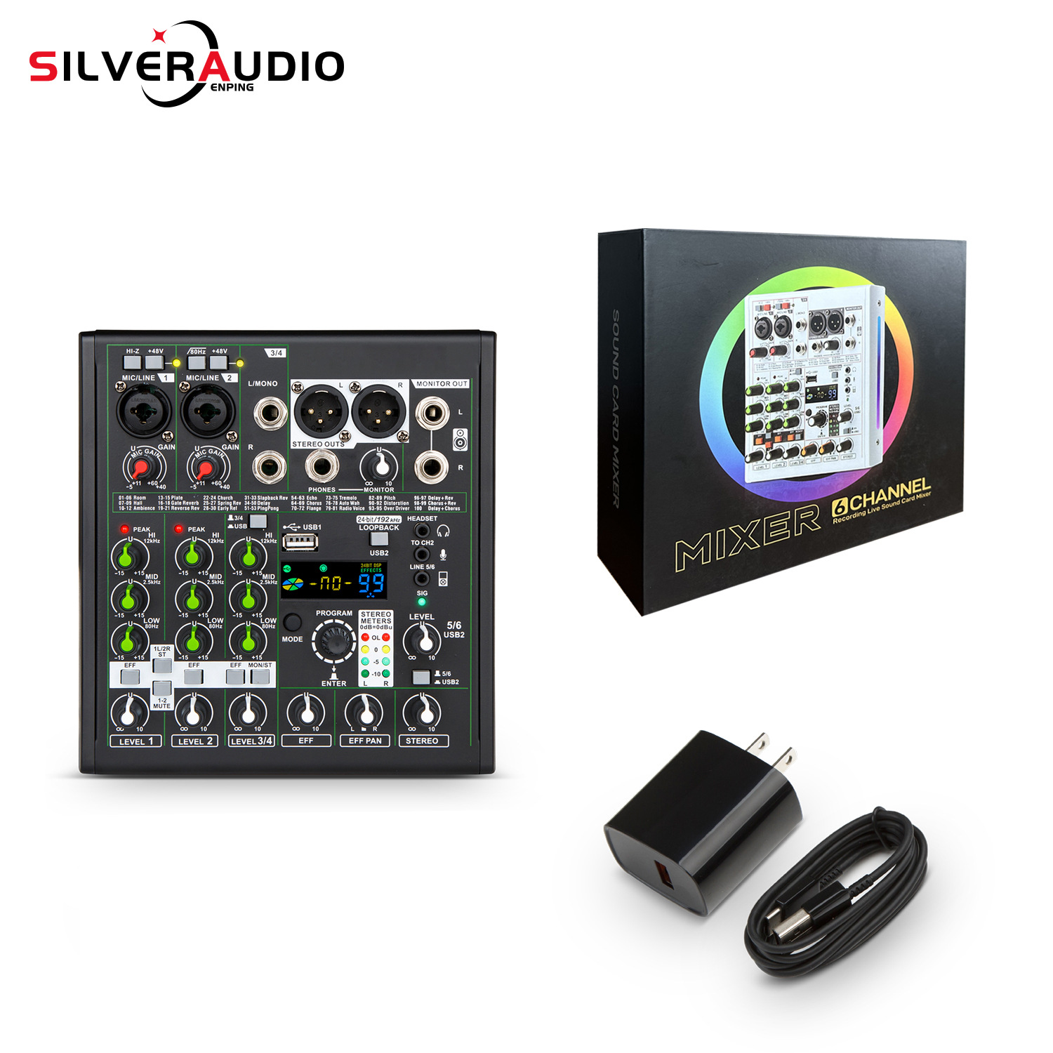 Foreign trade exclusive for professional 4-way mixer 192kHz/24bit sound card BT Wireless sound card karaoke music mixer