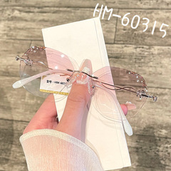 丹陽眼鏡新款切邊無框眼鏡架漸進色防藍光護目鏡近視鏡女素顏鏡框