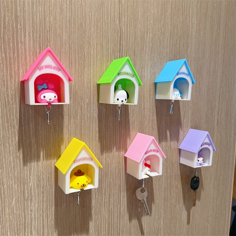 Sanrio Small House Keychain Key Hanger Kulomi KT Cat Key Pendant Small White House Anti-lost
