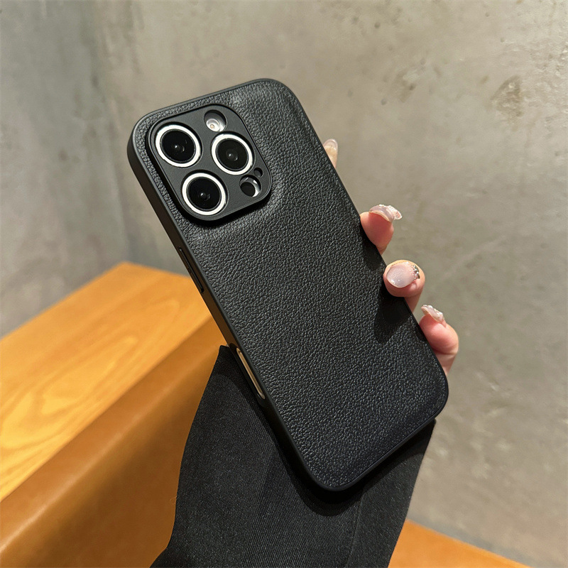 Suitable for Apple 17Pro Two-In-One Phone Case with Lychee Leather Texture, Simple iPhone 16E, DIY Leather Sticker Available for 13/14