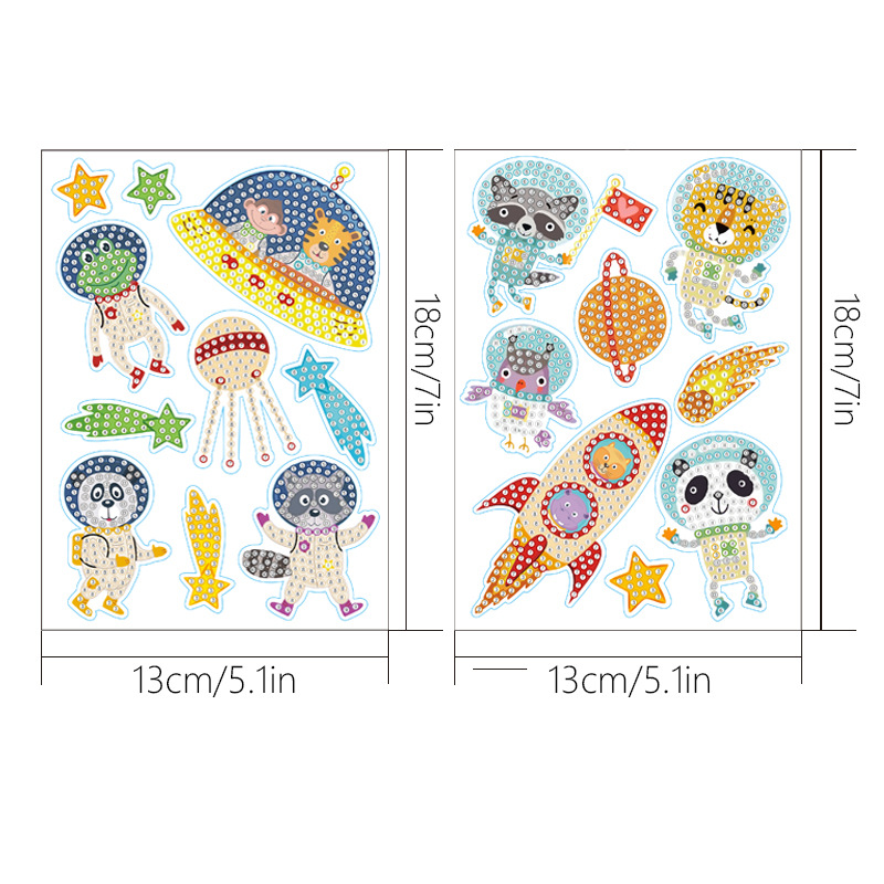 Venta caliente de dibujos animados huevo animal diamante pintura gratis pegatinas DIY Pegatinas de pared de ladrillo niños hecho a mano pegatinas diamante redondo