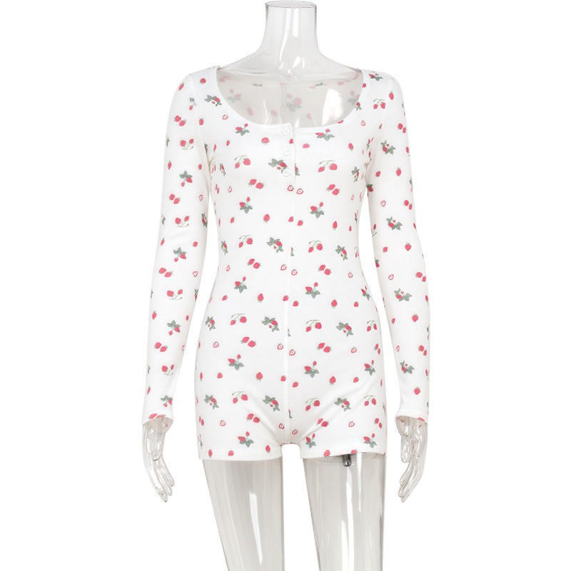 Mono informal de primavera para el hogar con estampado floral, cuello cuadrado y manga larga