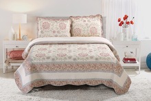 新纯棉床盖三件套全棉绣花绗缝被单件夏被衍缝被防滑加厚床单水洗