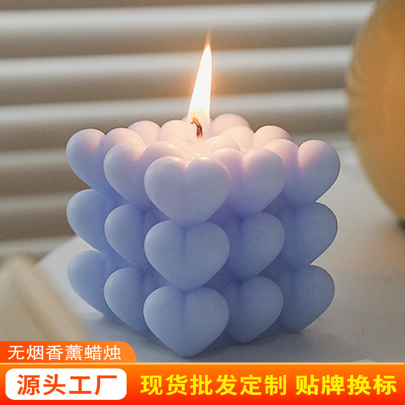 INS amor cubo aromaterapia vela al por mayor decoración del hogar creativo accesorios de tiro decoración fragancia regalo de la mano