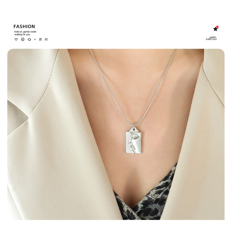 Fashion Portrait Titanium Steel Plating Pendant Necklace 1 Piece