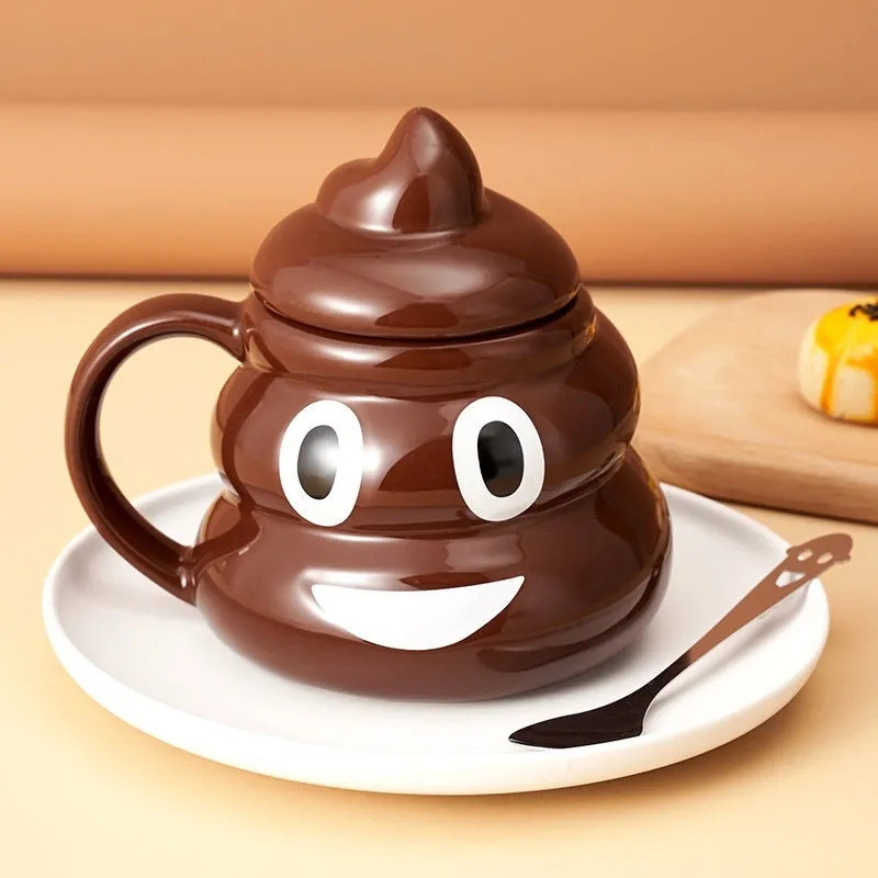 Stool ceramic cup cake mug with lid coffee cup spoof large capacity water Cup funny Cup toilet Cup_voghion.com