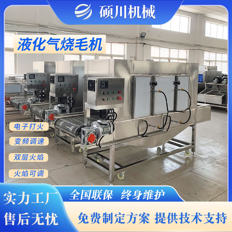 供应烧椒酱加工设备 毛山药液化气上下喷火烧毛机 圆椒辣椒烧椒机