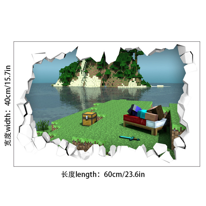 私の世界のマインクラフトrun away立体3d壁のステッカーは、悪役が鉱山の子供の部屋の装飾を掘ることにくっつきます。|undefined