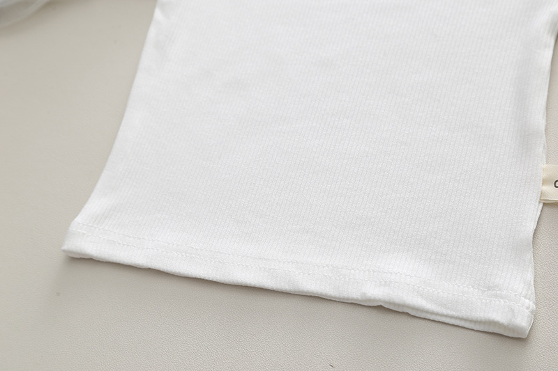 Kid's Clothing Autumn children's clothing solid color half turtleneck bottoming shirt denim wide leg pants suspenders small bag cute girls 2 pieces_voghion.com