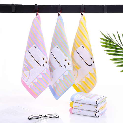 100% cotton jacquard card dinosaur through kindergarten children's square towel pure cotton baby infant small square towel wholesale 