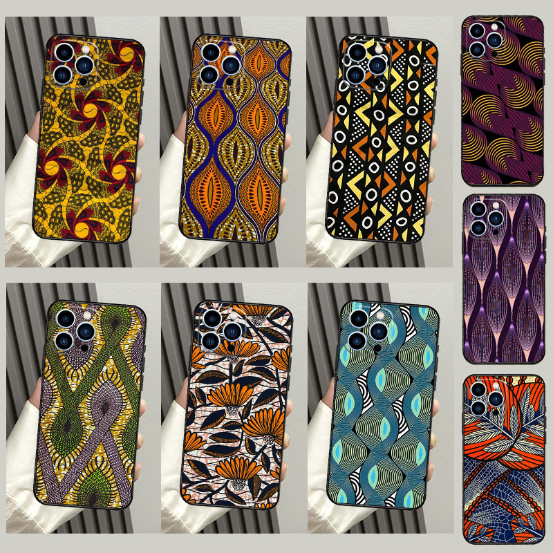 For Apple Phone Case African Style Fabric Printing Case iPhone 15 11 12 13 14 Pro