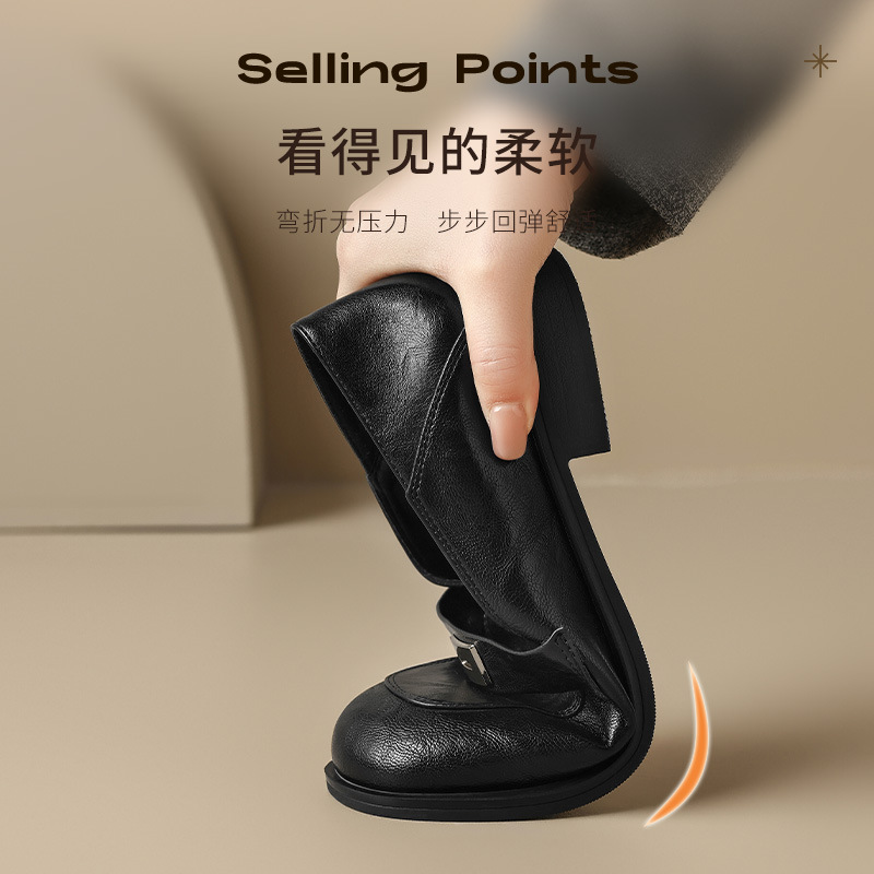 Zapatos de Lefour de fondo grueso para mujeres 2025 nuevo otoño negro estilo británico zapatos de cuero retro zapatos de viaje único