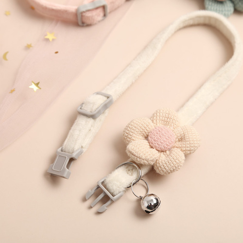 New Wholesale Pet Collar Traction Cute Cartoon Flower Bell Collar Cat Necklace Small Dog Supplies