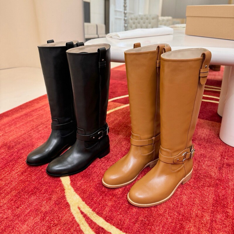 2026 European and American Cl Women's Boots Round-Toe Riding Boots Popular Export Model Flat-Soled Belt Buckle Knee-High Boots British Style Simple Design 2026 European and American Cl Women's Boots Round-Toe Riding Boots Popular Export Model Flat-Soled Belt Buckle Knee-High Boots British Style Simple Design