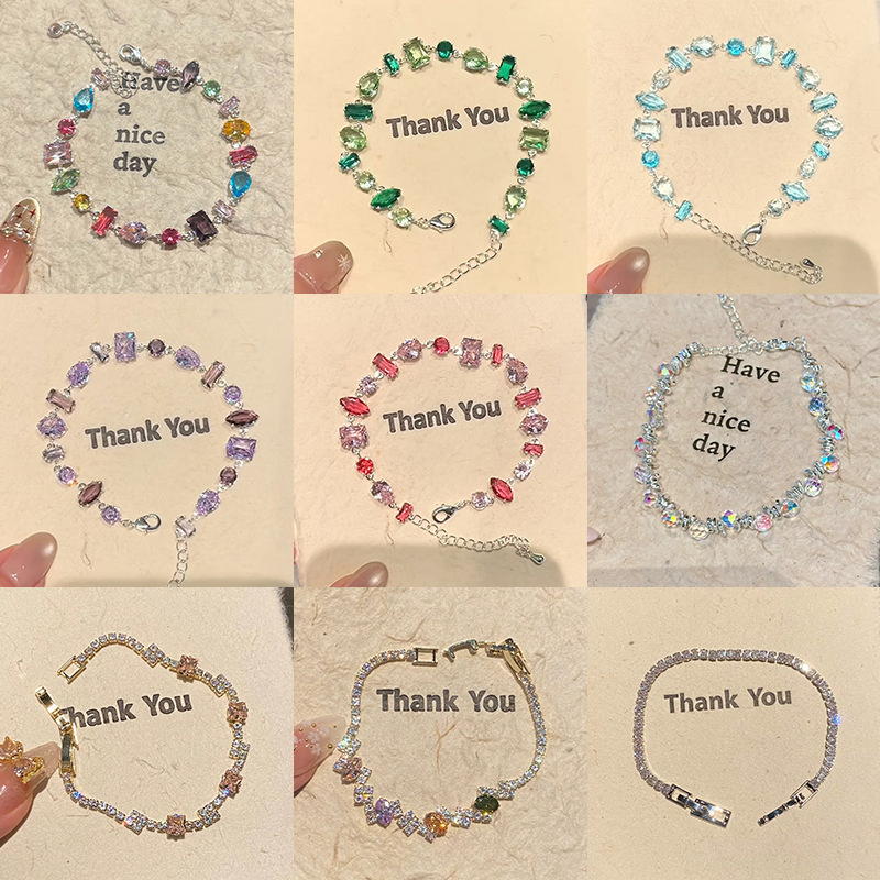 Dopamine-Colored Candy Bracelet with Dazzling Sparkle, Exquisite and High-End Niche Design, Sweet Irregular Full Diamond Hand Jewelry for Women, Suitable for Spring and Summer Dopamine-Colored Candy Bracelet with Dazzling Sparkle, Exquisite and High-End Niche Design, Sweet Irregular Full Diamond Hand Jewelry for Women, Suitable for Spring and Summer