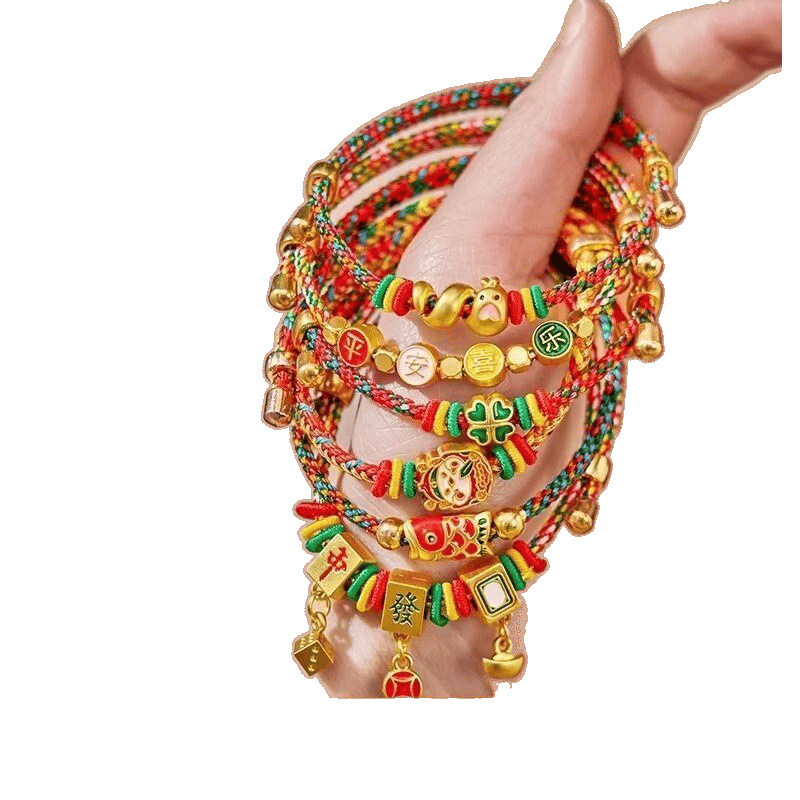 Woven children's red rope bracelet handmade