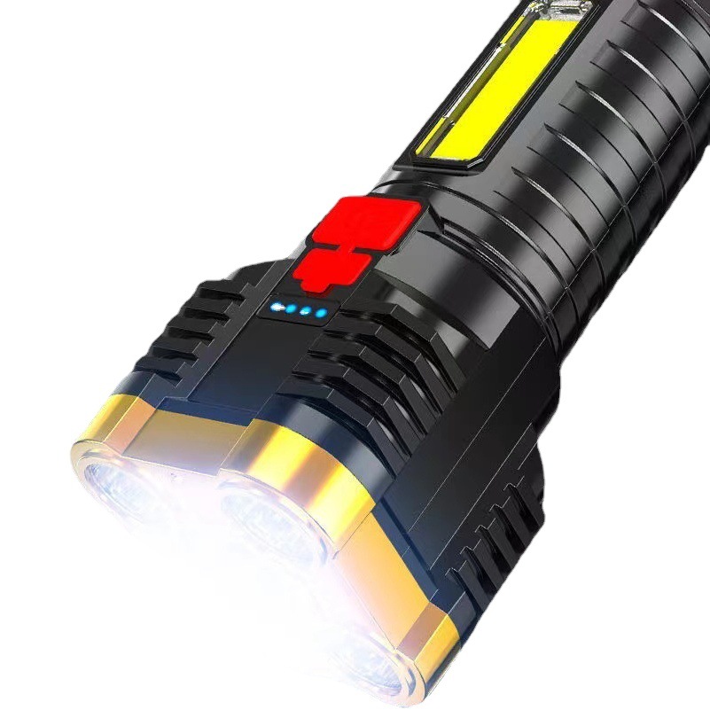 Linterna de cinco núcleos transfronteriza USB fuerte luz recargable Super brillante reflector al aire libre multifunción led proyector remoto