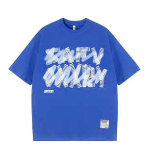Tang Mu Chao People 2023 Summer New National Fashion Campus Style Multi-color Letter Printing Short-sleeved Youth Popular T-shirt Cotton