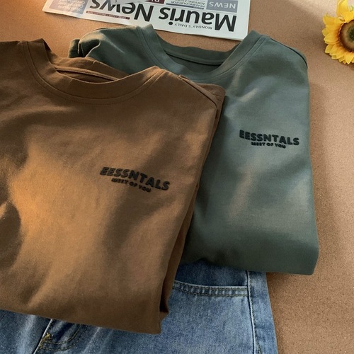 Men's Summer Heavyweight Pure Cotton Short Sleeve T-Shirt, Simple Trendy Versatile Casual Loose Printed Half-Sleeve T-Shirt