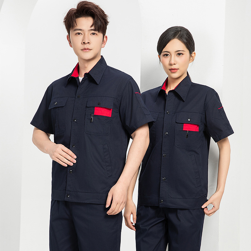 夏薄い長袖と半袖作業服スーツ吸湿性通気性耐摩耗性工場ワークショップ自動車修理作業服卸売|undefined