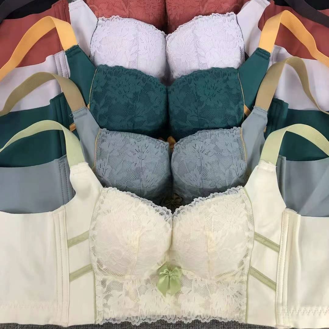 Nuevo sujetador de alta calidad de moda de encaje jacquard transpirable y cómodo ajuste lateral de pecho de cinco botones ropa interior mujer