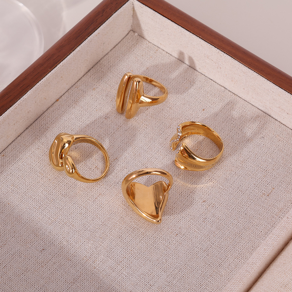 Open Rings Classification Wholesale Jewelry Elegant Simple Style Heart Shape Titanium Steel Plating Open Rings