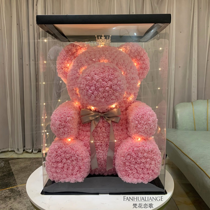 Unicornio flor inmortal rosa ramo caja de regalo de regalo para el día de San Valentín para la novia esposa y amiga