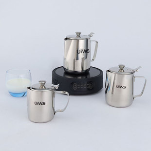 Amazon 201 Stainless Steel Latte Art Cup with Lid Japanese Style Novel Coffee Milk Foam Cup Fancy Pointed Mouth Latte Art Cylinder